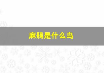 麻鳽是什么鸟