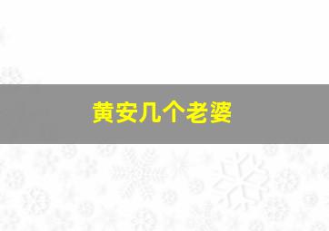 黄安几个老婆