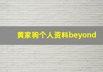 黄家驹个人资料beyond