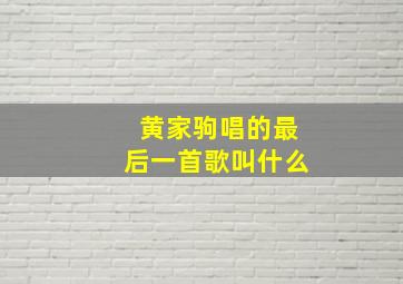 黄家驹唱的最后一首歌叫什么