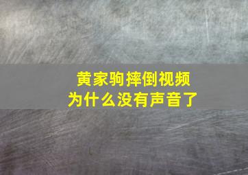 黄家驹摔倒视频为什么没有声音了