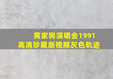 黄家驹演唱会1991高清珍藏版视频灰色轨迹