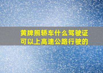 黄牌照轿车什么驾驶证可以上高速公路行驶的