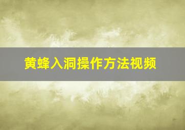 黄蜂入洞操作方法视频