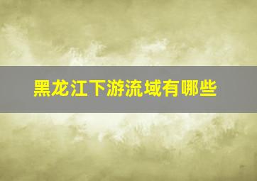 黑龙江下游流域有哪些