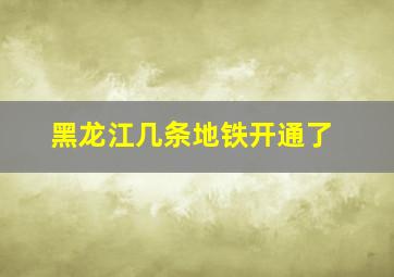 黑龙江几条地铁开通了