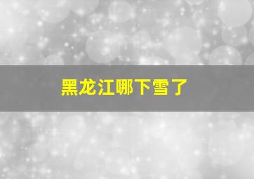 黑龙江哪下雪了