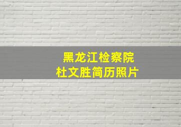 黑龙江检察院杜文胜简历照片