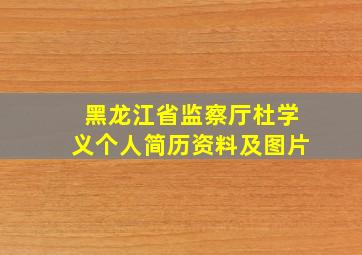 黑龙江省监察厅杜学义个人简历资料及图片