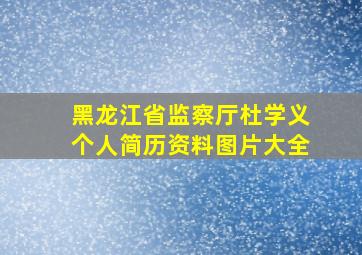 黑龙江省监察厅杜学义个人简历资料图片大全