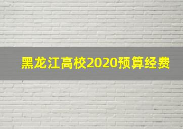 黑龙江高校2020预算经费