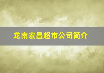 龙南宏昌超市公司简介